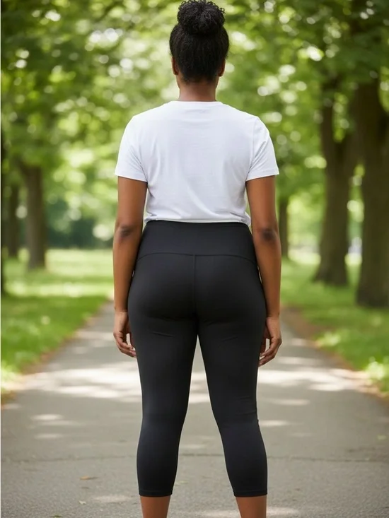 RBX Black Slim Cropped Ankle Leggings - Picture 1 of 5